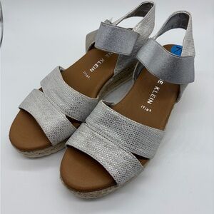 Anne Klein Silver Espadrille Sandals